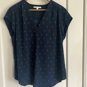 Cute Short Sleeve Triangle Print Business Casual Blouse